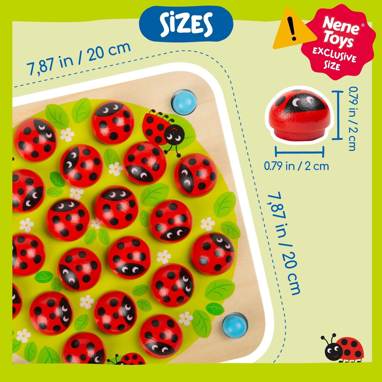 Nene Toys Jeu de Mémoire Coccinelle en Bois — 24 Motifs, Développement Cognitif | Dès 3 Ans