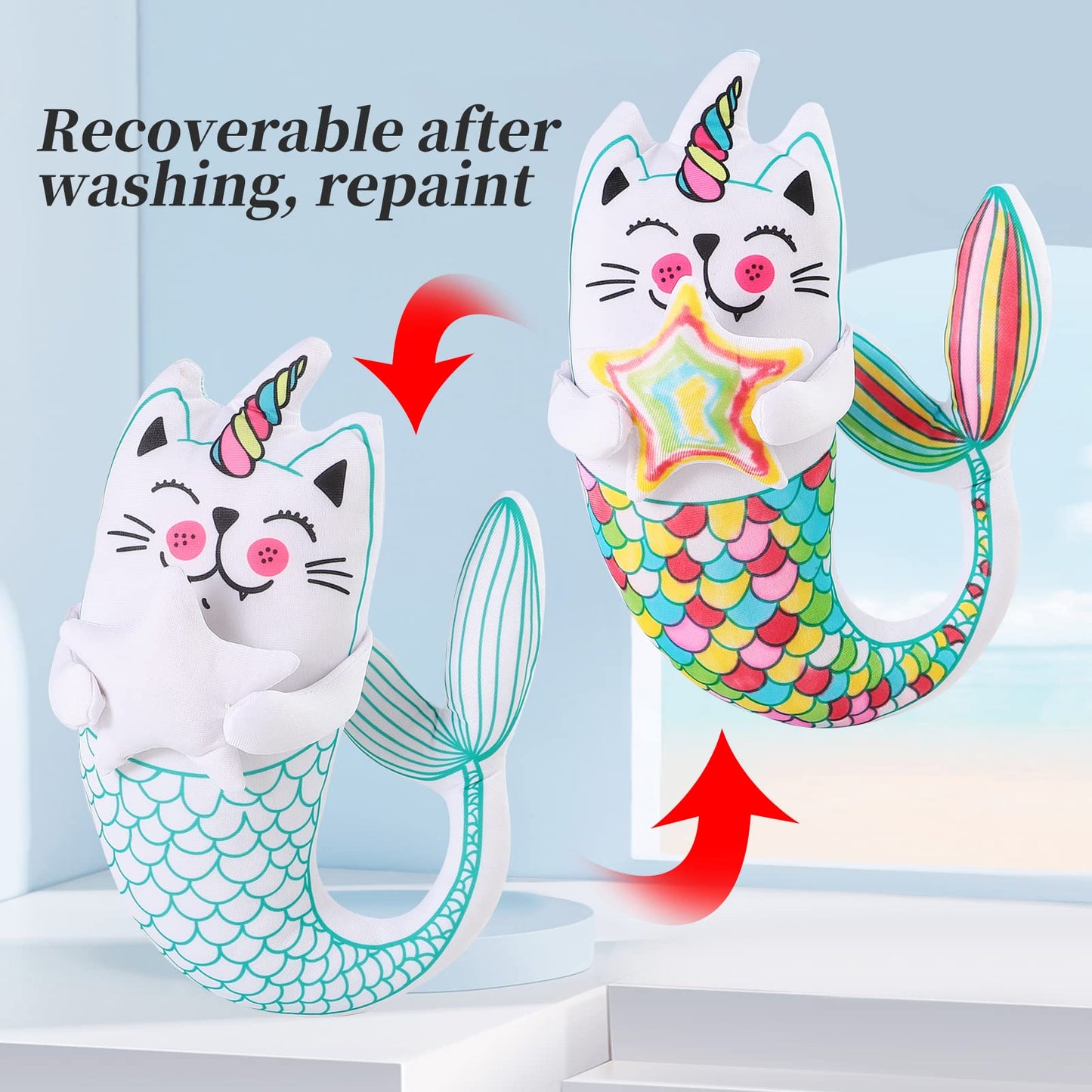 DRAWMYTOY Peluche à Colorier Doodle — 12 Marqueurs Lavables, Lavable en Machine | 3-8 Ans