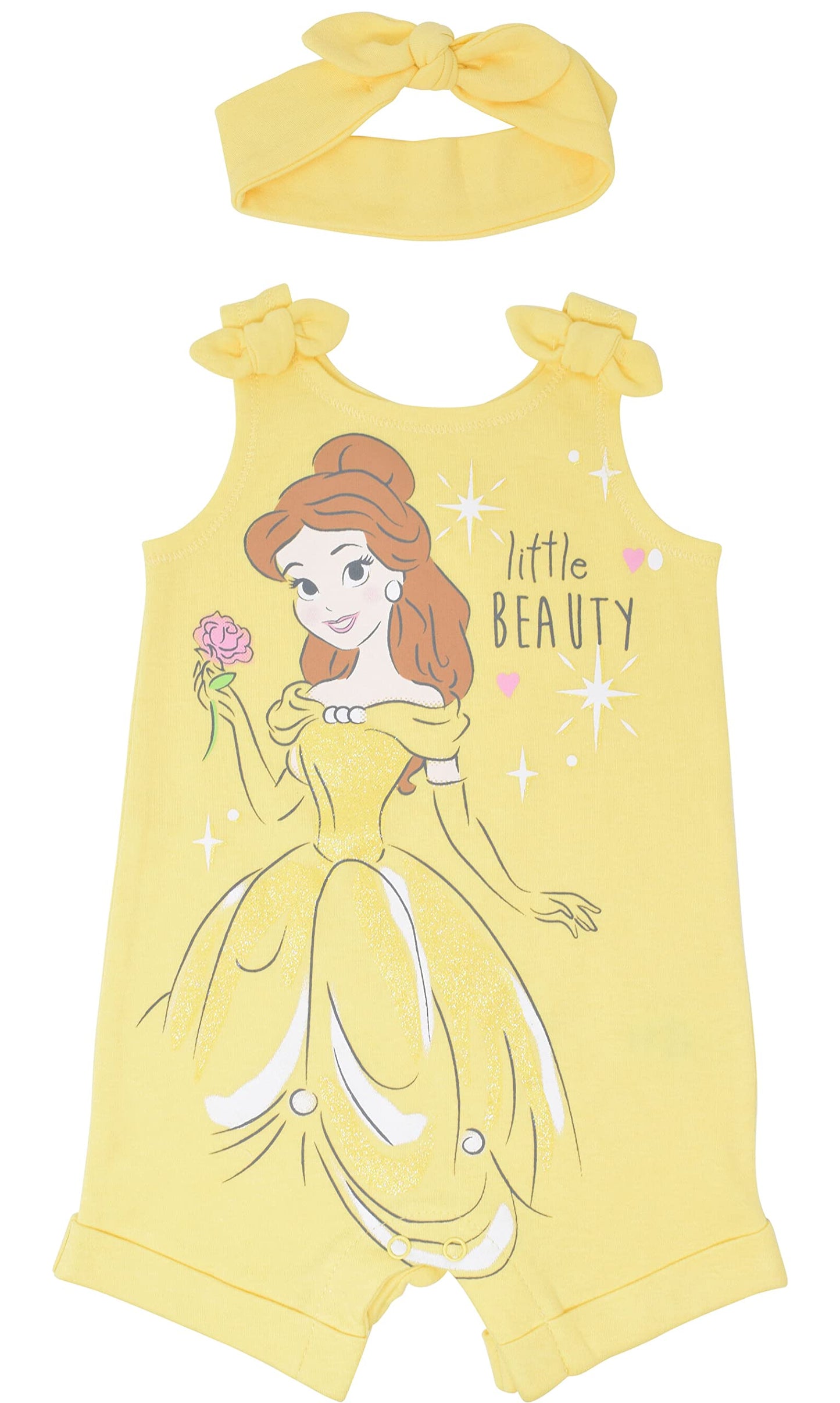 Barboteuse Princesses Disney avec Bandeau | Imprimé Pailleté | Nouveau-né à 5T