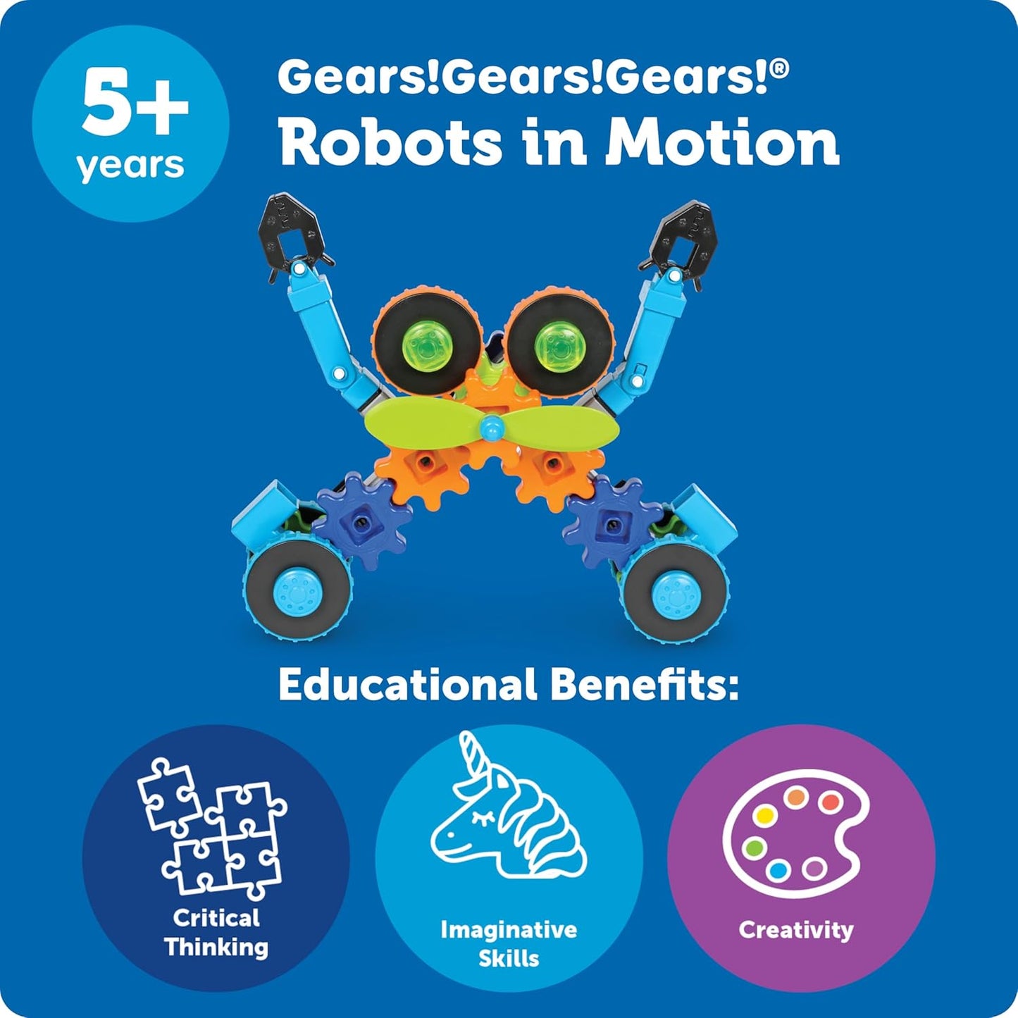 Gears! Gears! Gears! Robots en Mouvement – Jeu de Construction STEM, 116 pièces, dès 5 ans - LumeraKids
