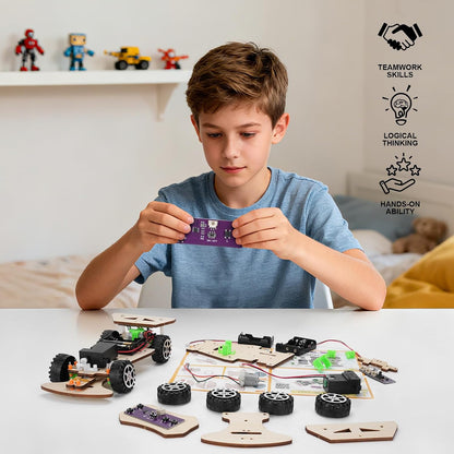 Voiture de course en bois LEPANDA – Kit STEM à construire | Jouet éducatif pour enfants 8-14 ans | Cadeau idéal garçons