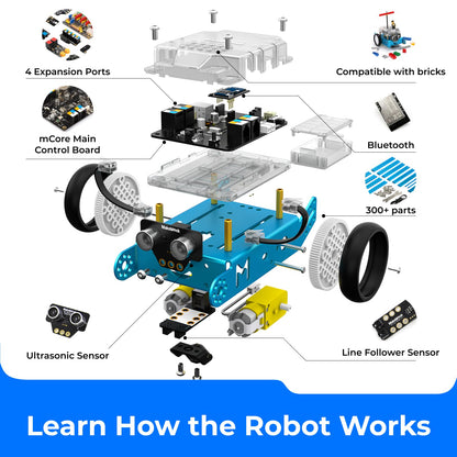 Kit Robot Makeblock mBot avec Boîte de Codage Scratch – Projets STEM pour Enfants 8-12 ans | Programmation Scratch & Arduino