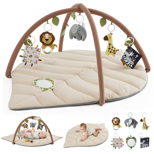 Tapis d'Éveil Bébé Feuille Géante — 6 Jouets Détachables | Blissful Diary