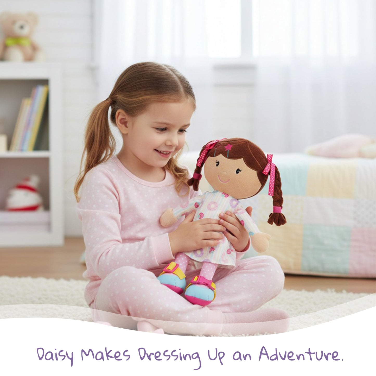 Poupée Éducative Dressy Friends – Prénom Personnalisable | Montessori Apprendre à S'habiller | Cadeau Filles & Garçons 2 ans+