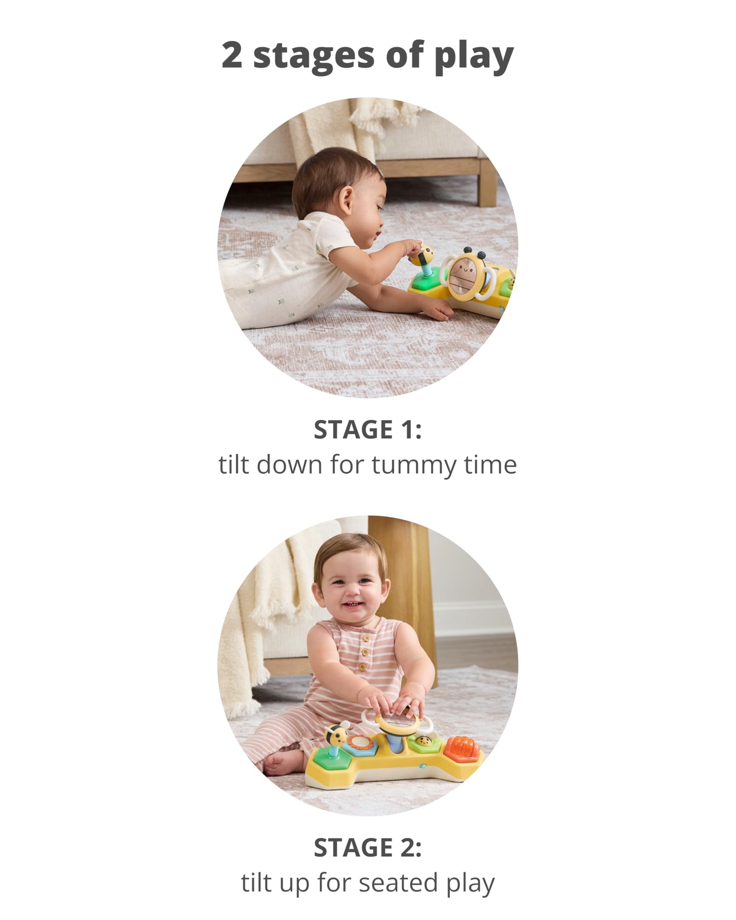 Skip Hop Volant Interactif Farmstand See & Bee — 2-en-1 Plat Ventre & Assis, Musique & Miroir | Dès 3 Mois