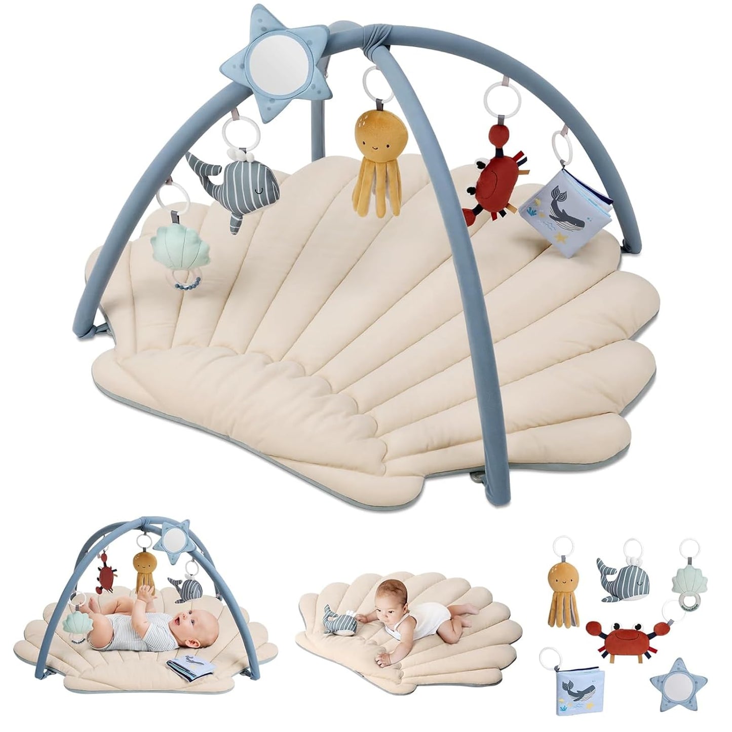 Tapis d'Éveil Bébé Feuille Géante — 6 Jouets Détachables | Blissful Diary