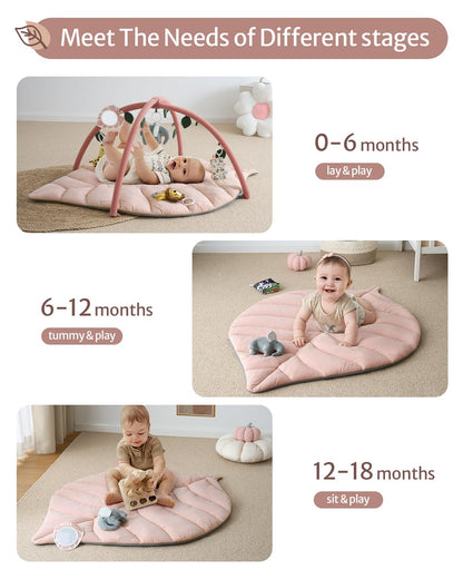 Tapis d'Éveil Bébé Feuille Géante — 6 Jouets Détachables | Blissful Diary