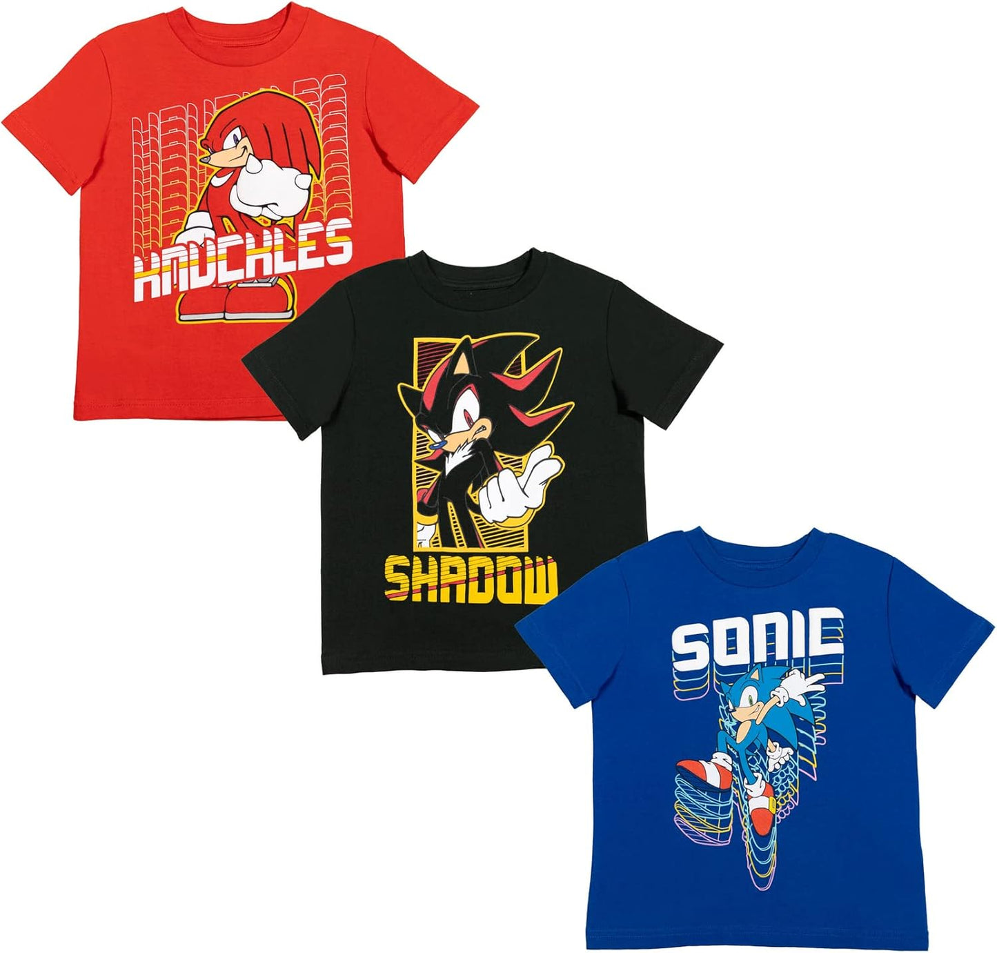 Lot de 3 T-Shirts Raglan Sonic the Hedgehog | 100% Coton | Licence Officielle SEGA | 2T à 18-20