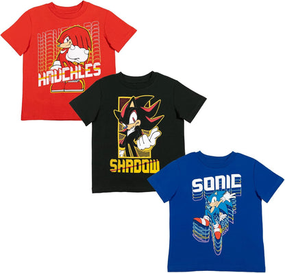 Lot de 3 T-Shirts Raglan Sonic the Hedgehog | 100% Coton | Licence Officielle SEGA | 2T à 18-20
