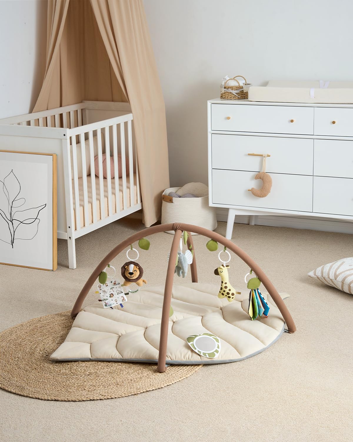 Tapis d'Éveil Bébé Feuille Géante — 6 Jouets Détachables | Blissful Diary