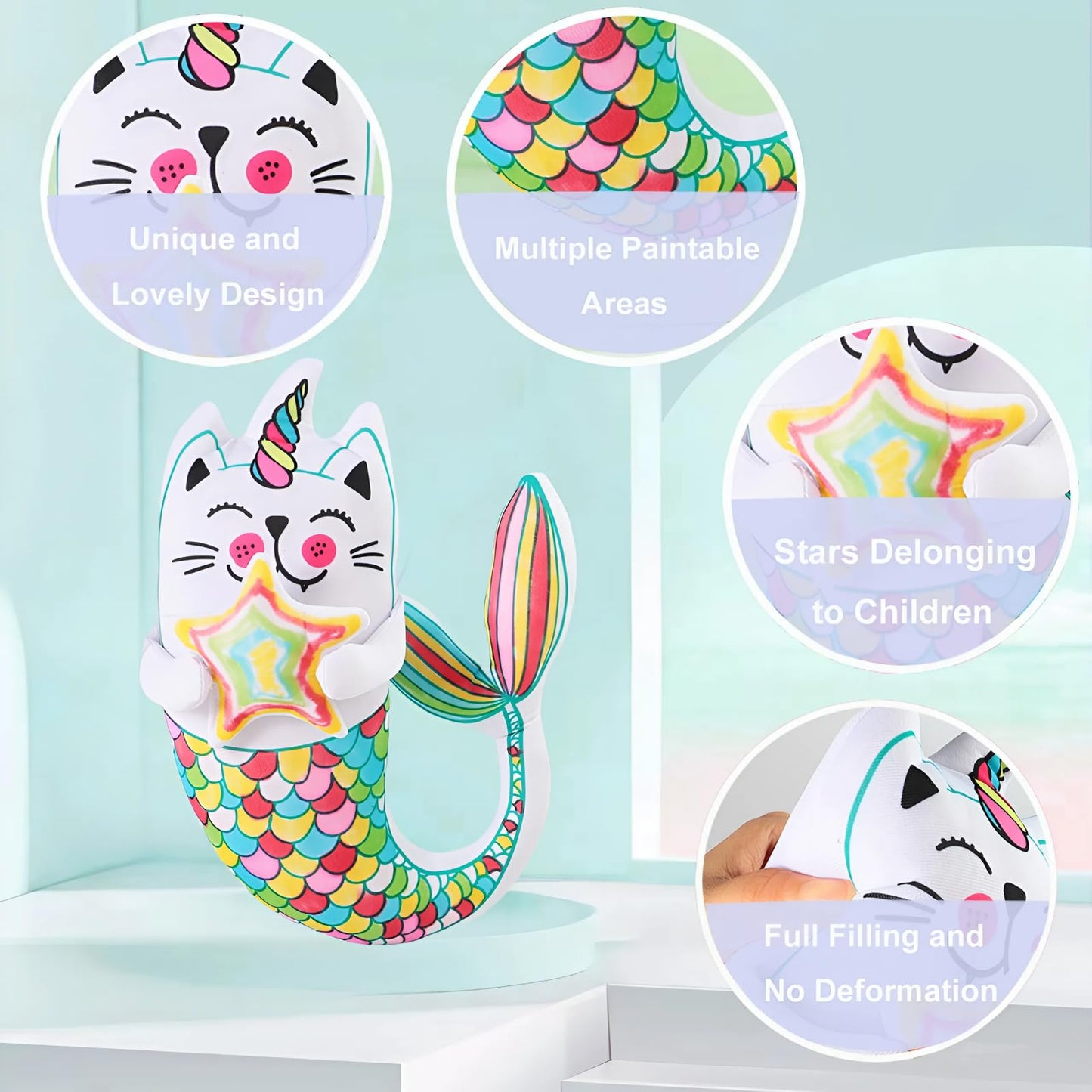 DRAWMYTOY Peluche à Colorier Doodle — 12 Marqueurs Lavables, Lavable en Machine | 3-8 Ans