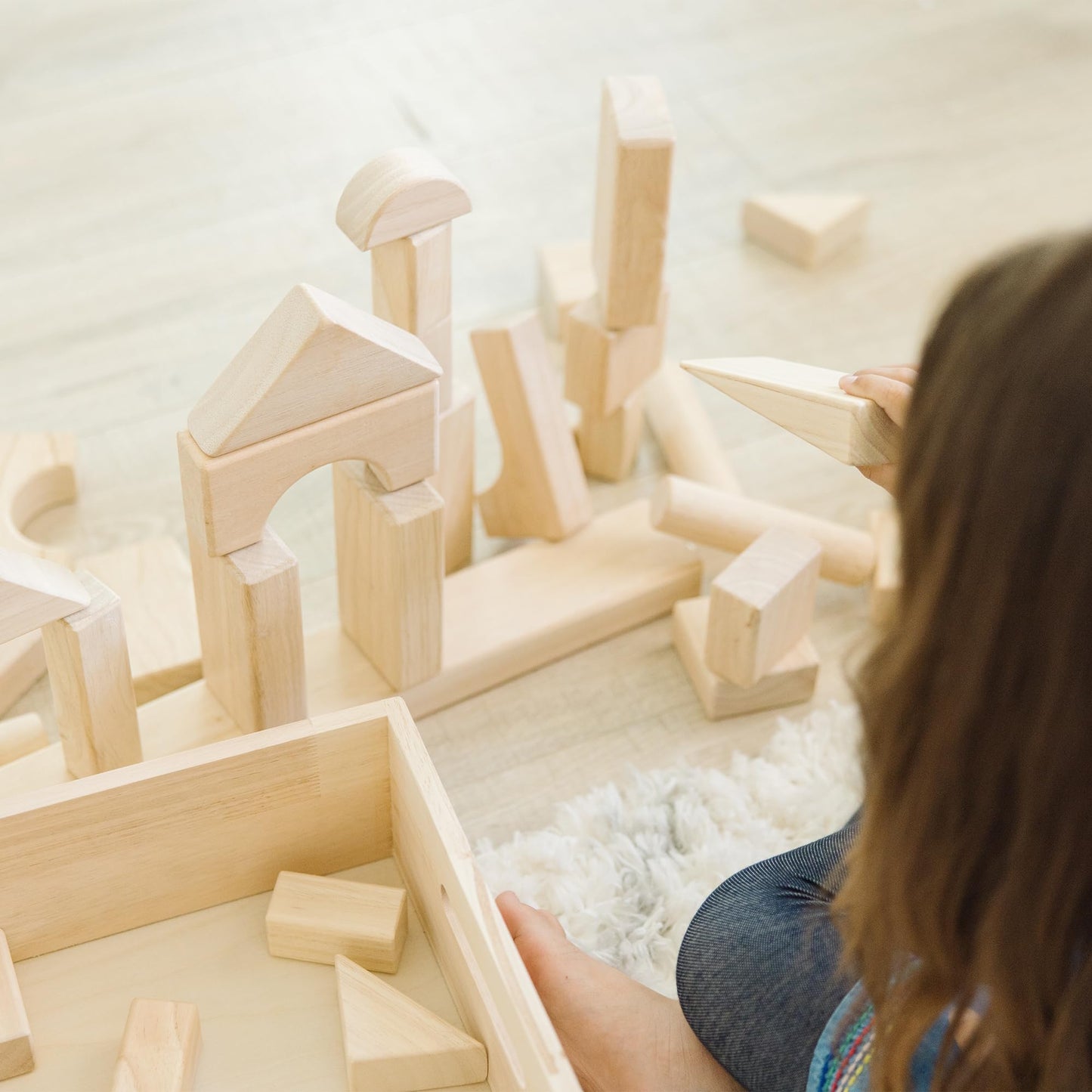 Melissa & Doug – Blocs de construction en bois (60 pièces) avec bac de rangement
