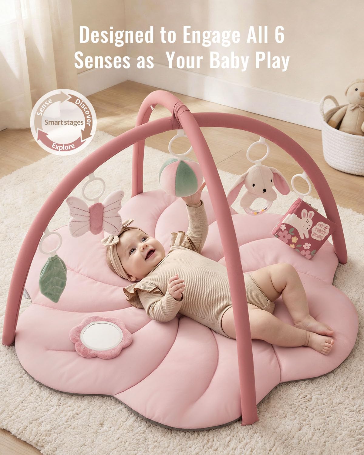 Tapis d'Éveil Bébé Feuille Géante — 6 Jouets Détachables | Blissful Diary