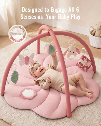 Tapis d'Éveil Bébé Feuille Géante — 6 Jouets Détachables | Blissful Diary