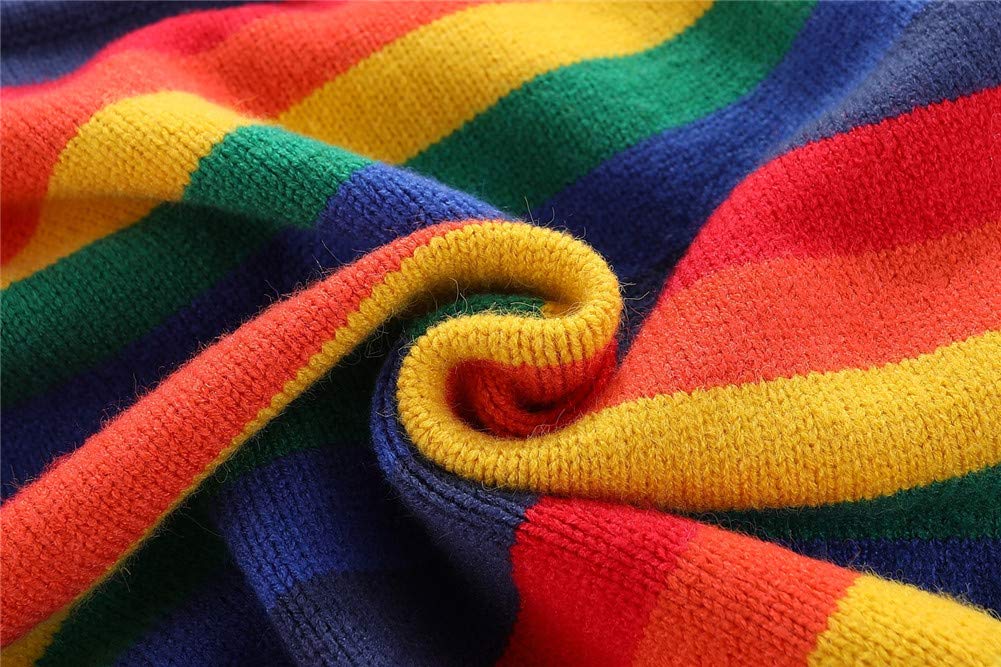 Chandail Tricoté Arc-en-Ciel Enfant | Col Rond | Rayures Colorées