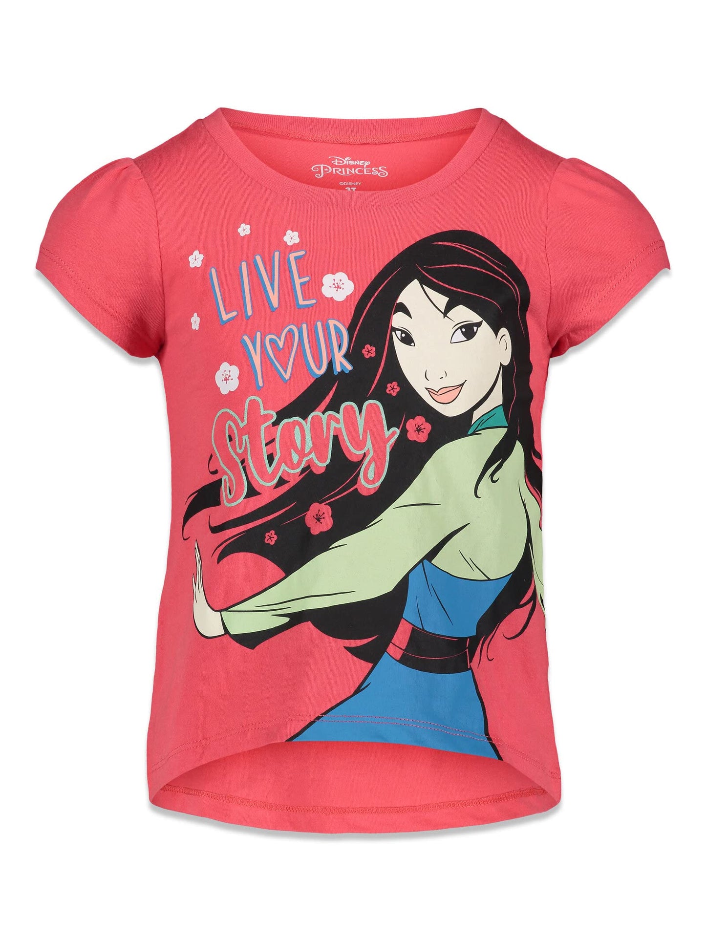 Pack 4 T-Shirts Manches Courtes Disney Princesses | 100% Coton | Imprimé Pailleté