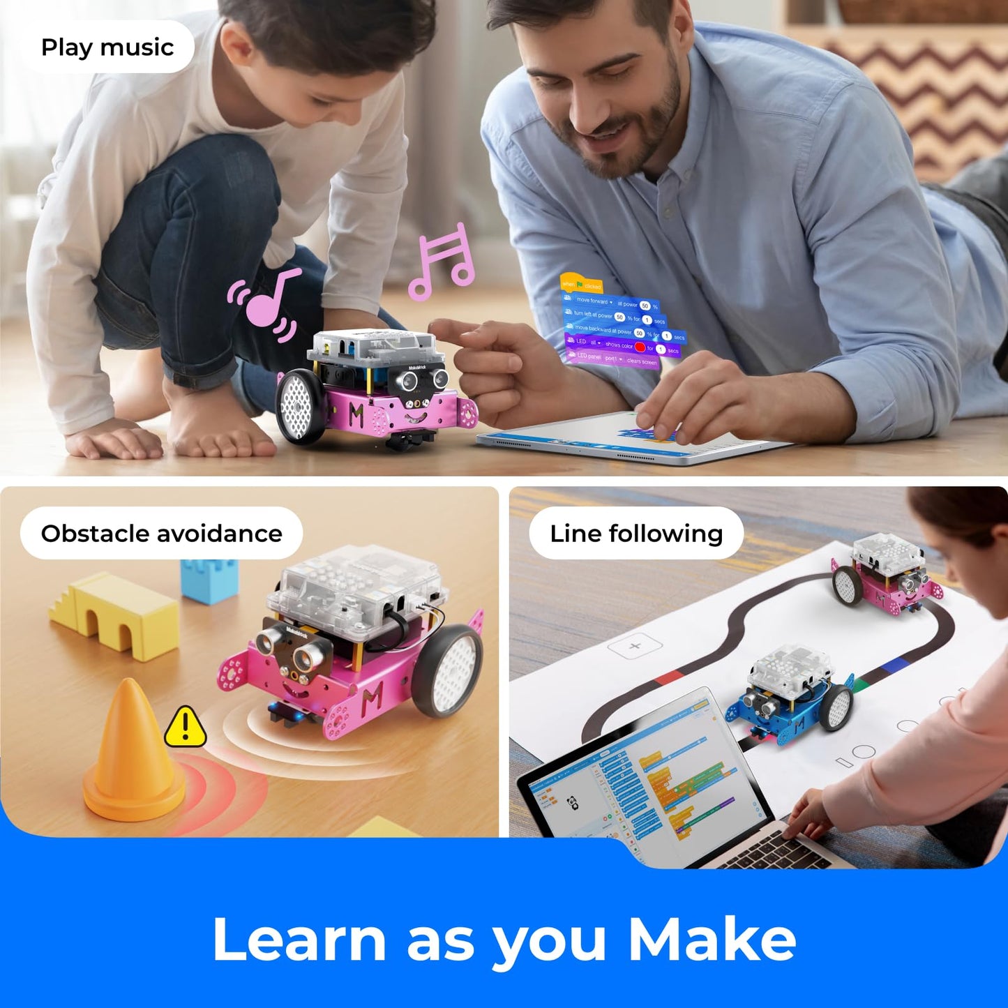 Kit Robot Makeblock mBot avec Boîte de Codage Scratch – Projets STEM pour Enfants 8-12 ans | Programmation Scratch & Arduino