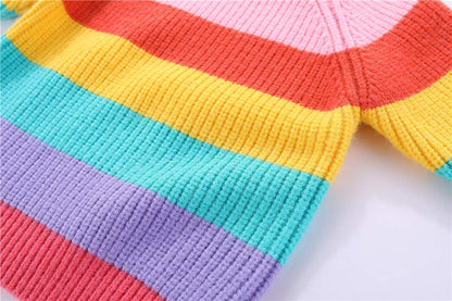 Chandail Tricoté Arc-en-Ciel Enfant | Col Rond | Rayures Colorées