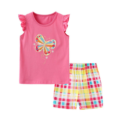 Ensemble 2 Pièces Fille Été | T-Shirt Sans Manches + Short | 100% Coton | 18 mois à 7 ans