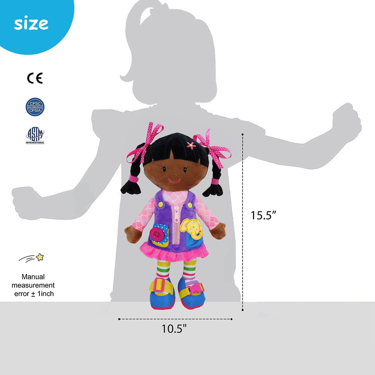 Poupée Éducative Dressy Friends – Prénom Personnalisable | Montessori Apprendre à S'habiller | Cadeau Filles & Garçons 2 ans+