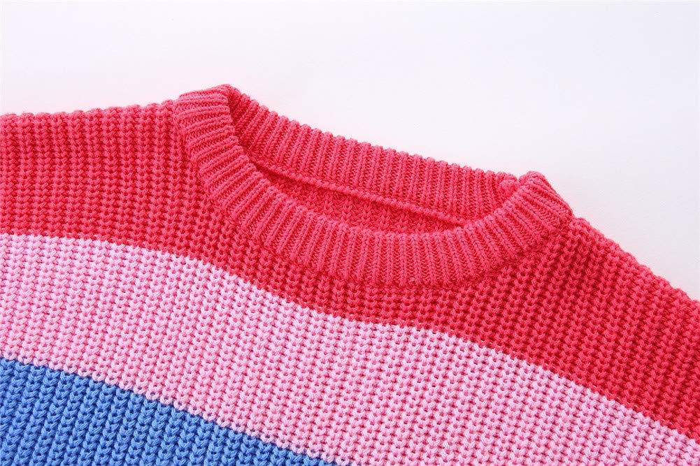 Chandail Tricoté Arc-en-Ciel Enfant | Col Rond | Rayures Colorées
