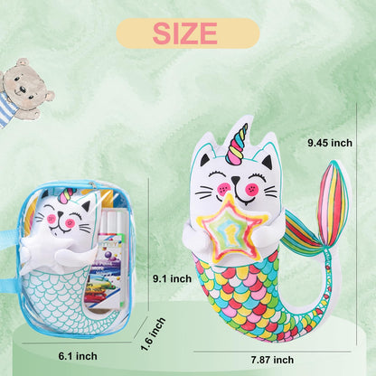 DRAWMYTOY Peluche à Colorier Doodle — 12 Marqueurs Lavables, Lavable en Machine | 3-8 Ans