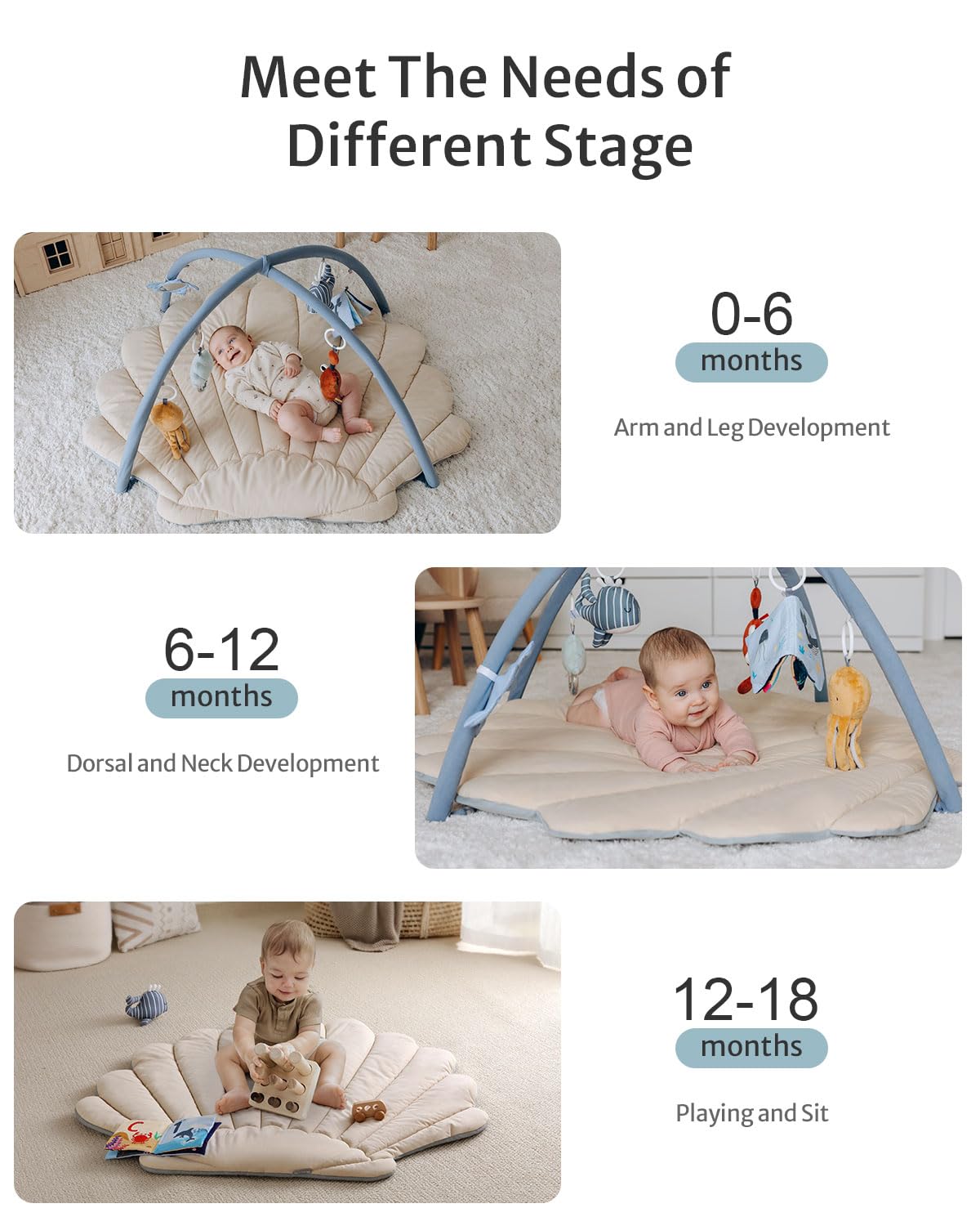 Tapis d'Éveil Bébé Feuille Géante — 6 Jouets Détachables | Blissful Diary