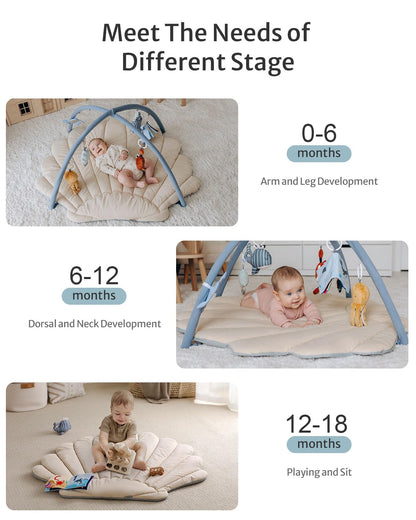 Tapis d'Éveil Bébé Feuille Géante — 6 Jouets Détachables | Blissful Diary