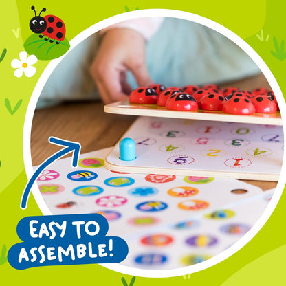 Nene Toys Jeu de Mémoire Coccinelle en Bois — 24 Motifs, Développement Cognitif | Dès 3 Ans