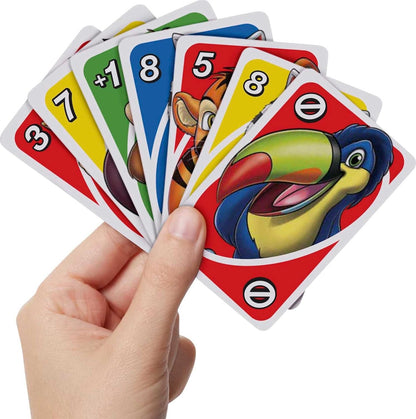 Mattel Games UNO Junior — 45 Cartes, Animaux du Zoo, 3 Niveaux de Jeu | Dès 3 Ans