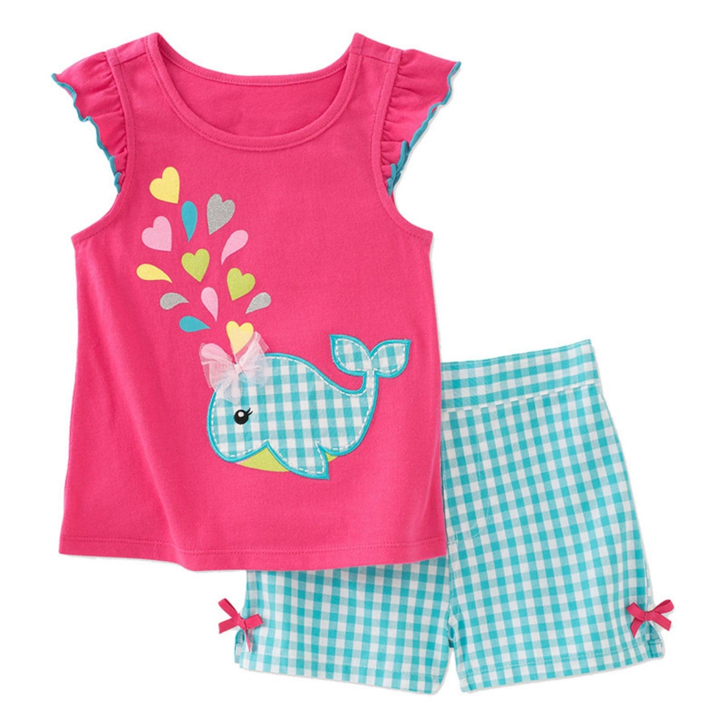 Ensemble 2 Pièces Fille Été | T-Shirt Sans Manches + Short | 100% Coton | 18 mois à 7 ans