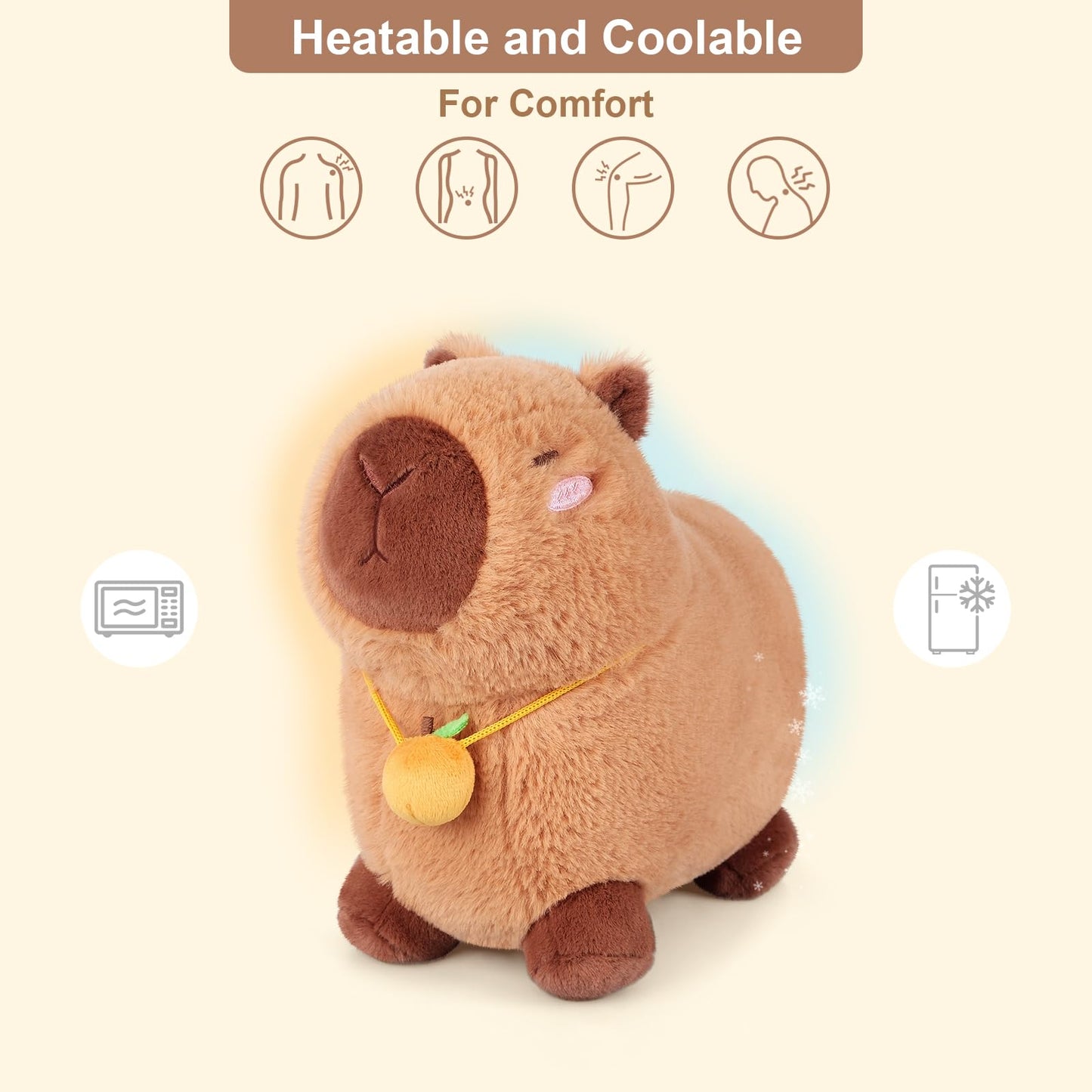 Peluche Capybara Chauffante & Rafraîchissante – Soulagement Naturel, Parfum Lavande | Cadeau Enfants & Adultes
