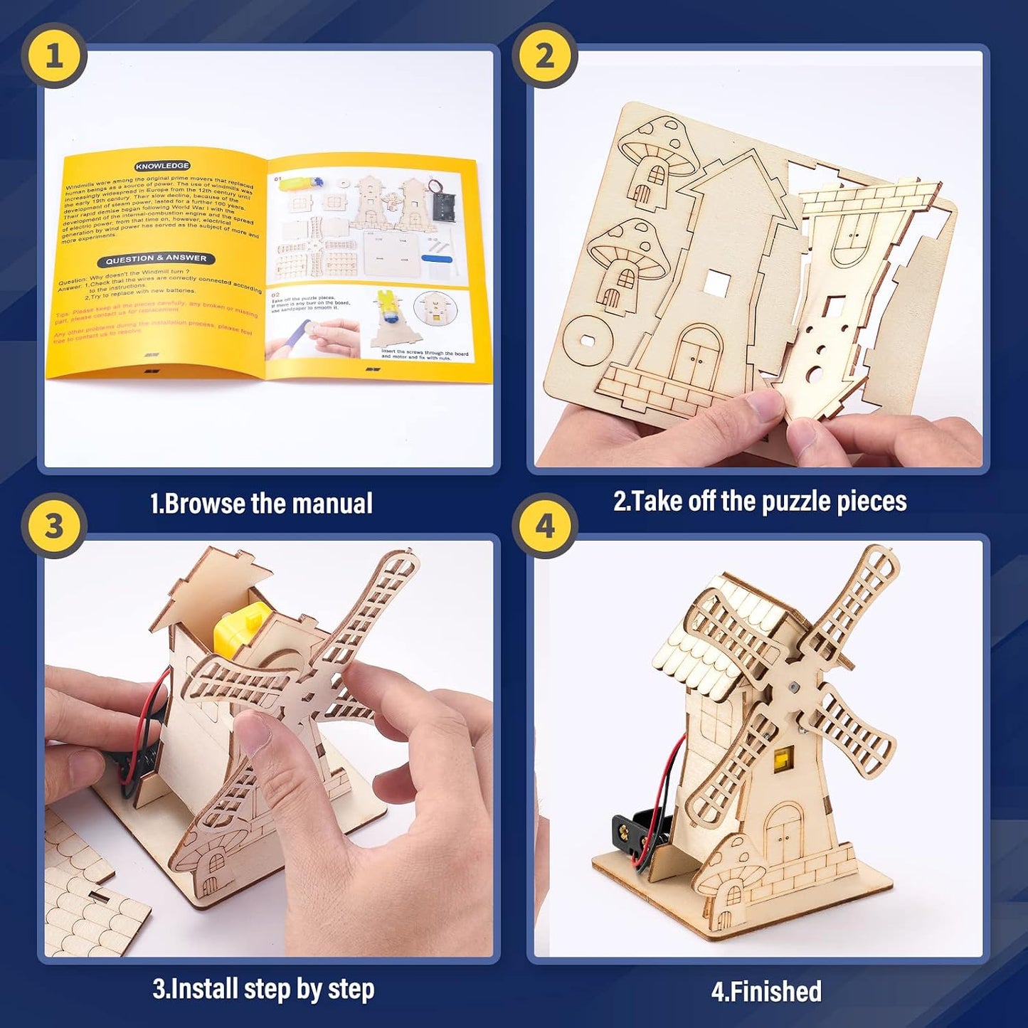 Kit STEM 5-en-1 : Puzzles 3D en Bois – Grande Roue, Carrousel, Moulin, Lampe & Veilleuse | Jouet Éducatif Enfants 8-12 ans - LumeraKids
