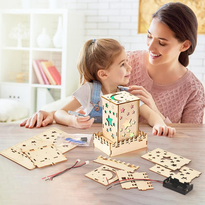 Kit STEM 5-en-1 : Puzzles 3D en Bois – Grande Roue, Carrousel, Moulin, Lampe & Veilleuse | Jouet Éducatif Enfants 8-12 ans - LumeraKids