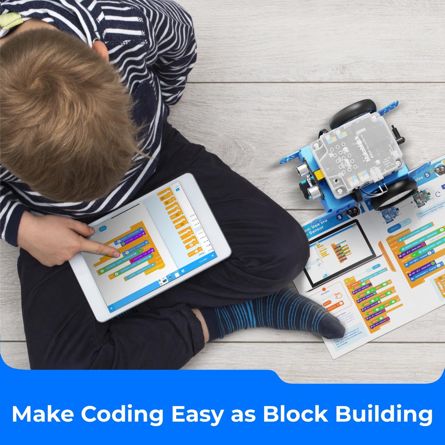 Kit Robot Makeblock mBot avec Boîte de Codage Scratch – Projets STEM pour Enfants 8-12 ans | Programmation Scratch & Arduino