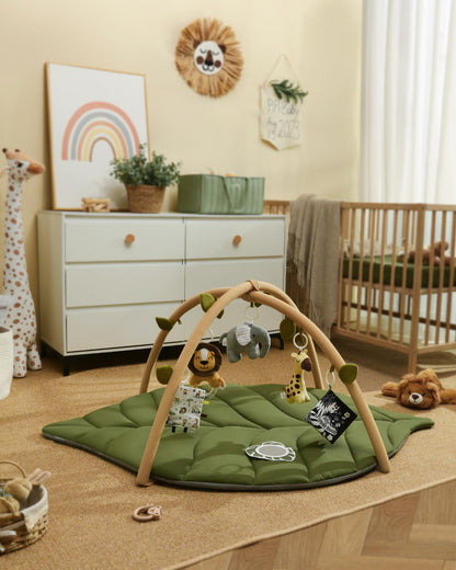 Tapis d'Éveil Bébé Feuille Géante — 6 Jouets Détachables | Blissful Diary