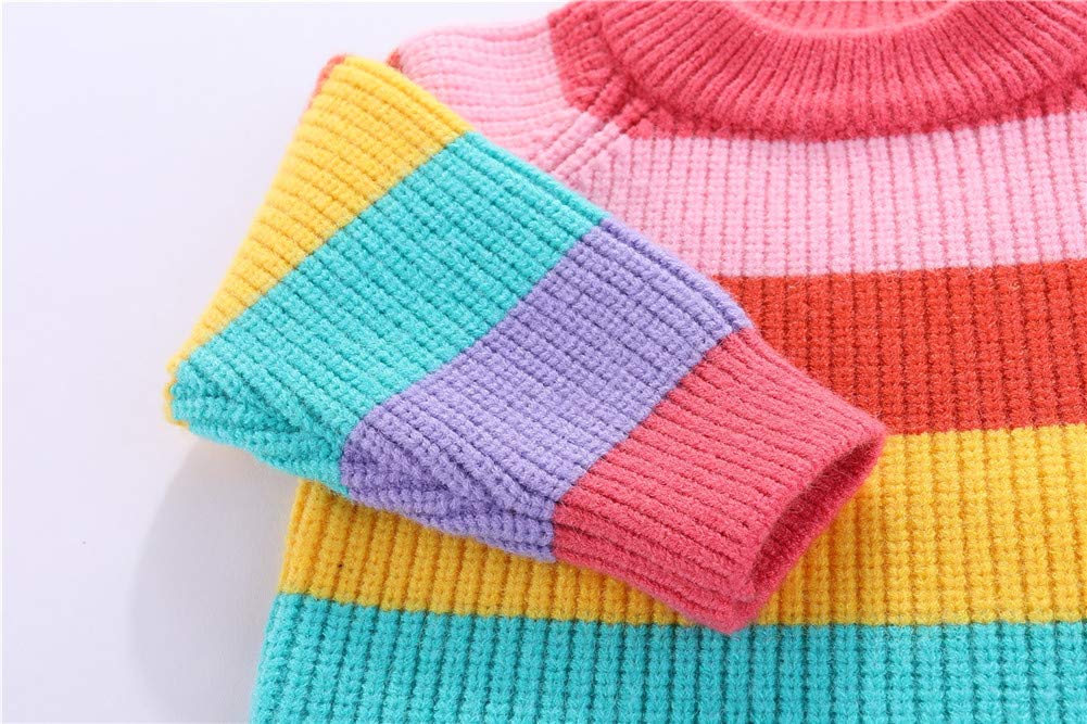 Chandail Tricoté Arc-en-Ciel Enfant | Col Rond | Rayures Colorées