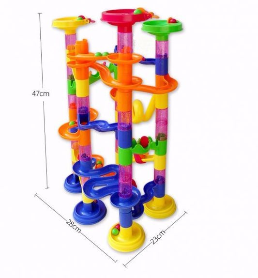 DIY Construction Marble Race Run Maze Balls Track plastic house Building Blocks - 0 - LumeraKids
