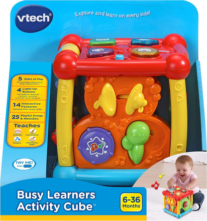 VTech Cube d'Activités Busy Learners — 5 Faces Interactives, Musique & Lumières | 6 Mois à 3 Ans