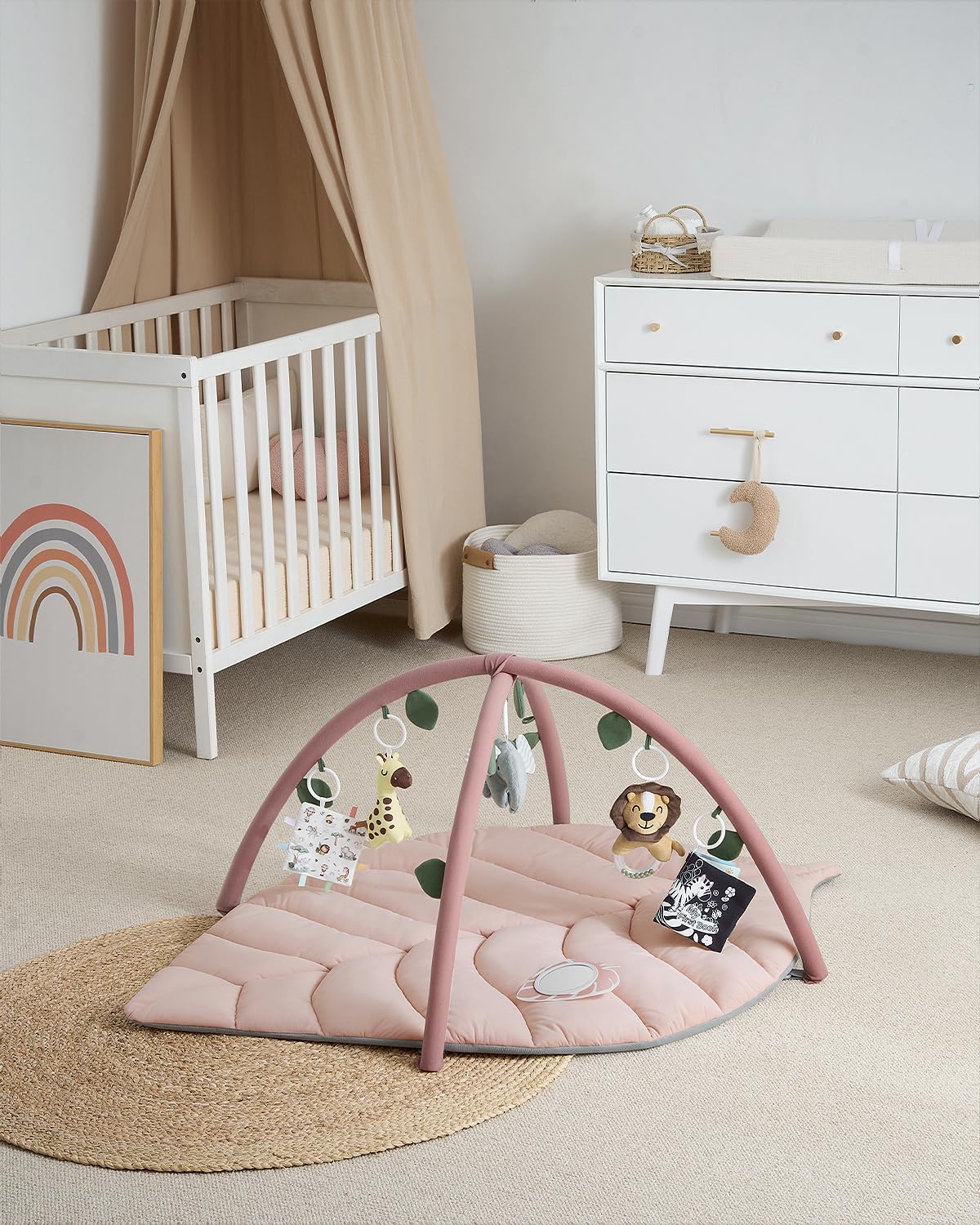 Tapis d'Éveil Bébé Feuille Géante — 6 Jouets Détachables | Blissful Diary