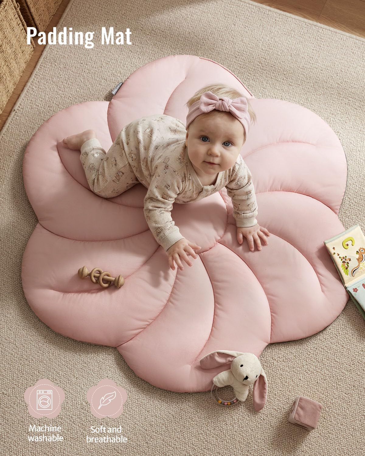 Tapis d'Éveil Bébé Feuille Géante — 6 Jouets Détachables | Blissful Diary