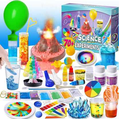 Kit de sciences UNGLINGA – 70+ expériences pour enfants | Chimie, physique, volcan | Jouets éducatifs STEM, cadeau idéal pour jeunes scientifiques
