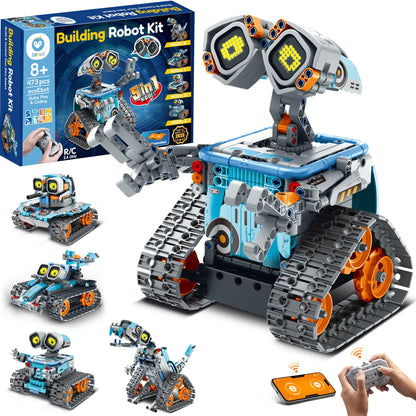 Sillbird Robot STEM 5-en-1 télécommandé – 435 pièces, LED et sons (8-14 ans) - LumeraKids