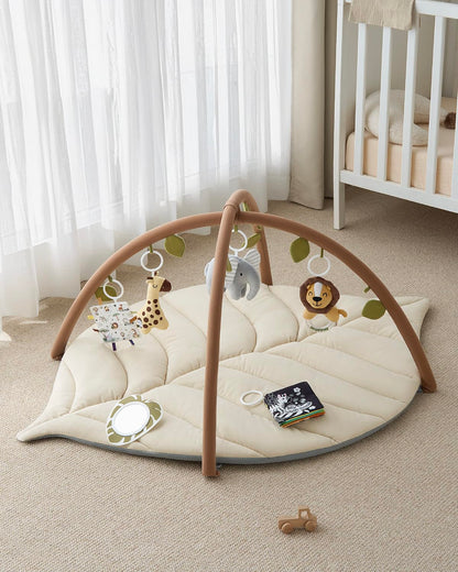 Tapis d'Éveil Bébé Feuille Géante — 6 Jouets Détachables | Blissful Diary