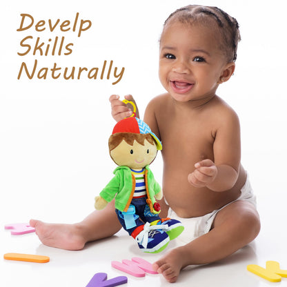 Poupée Éducative Dressy Friends – Prénom Personnalisable | Montessori Apprendre à S'habiller | Cadeau Filles & Garçons 2 ans+