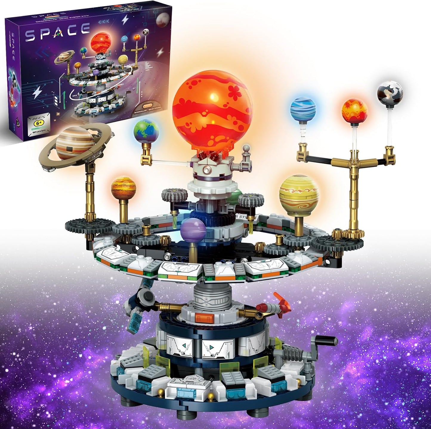 Système solaire rotatif WEMEWEME – Kit de construction STEM 964 pièces | Compatible LEGO | 6-14 ans