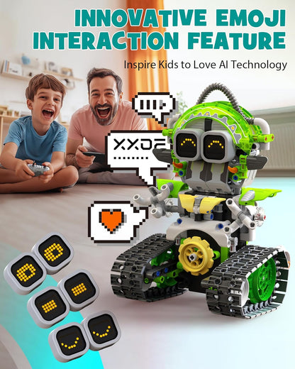 Opmind 5-in-1 STEM RC Robot Building kit, 478Pcs App Coding, Boys Age 6-12 | 1 set transforms into 5 models, Kids DIY Sound Light Interactive Science Set, LED eyes, coding play. Christmas Birthday Gifts - LumeraKids