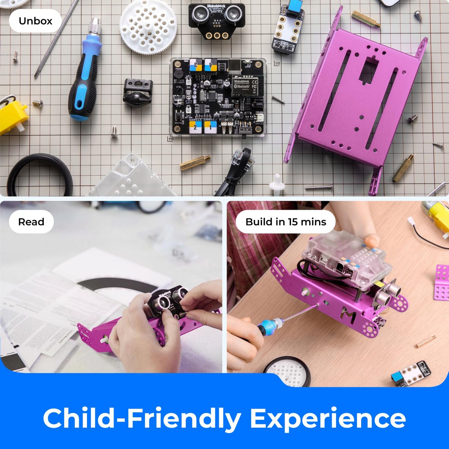 Kit Robot Makeblock mBot avec Boîte de Codage Scratch – Projets STEM pour Enfants 8-12 ans | Programmation Scratch & Arduino