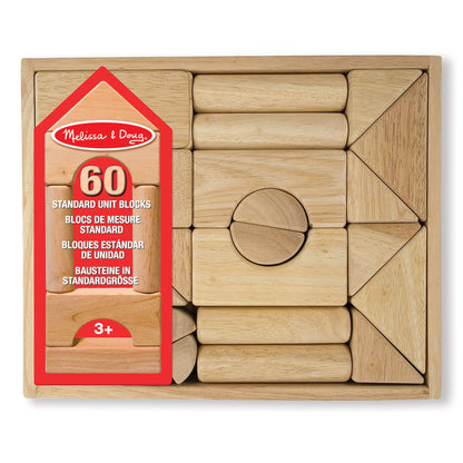 Melissa & Doug – Blocs de construction en bois (60 pièces) avec bac de rangement