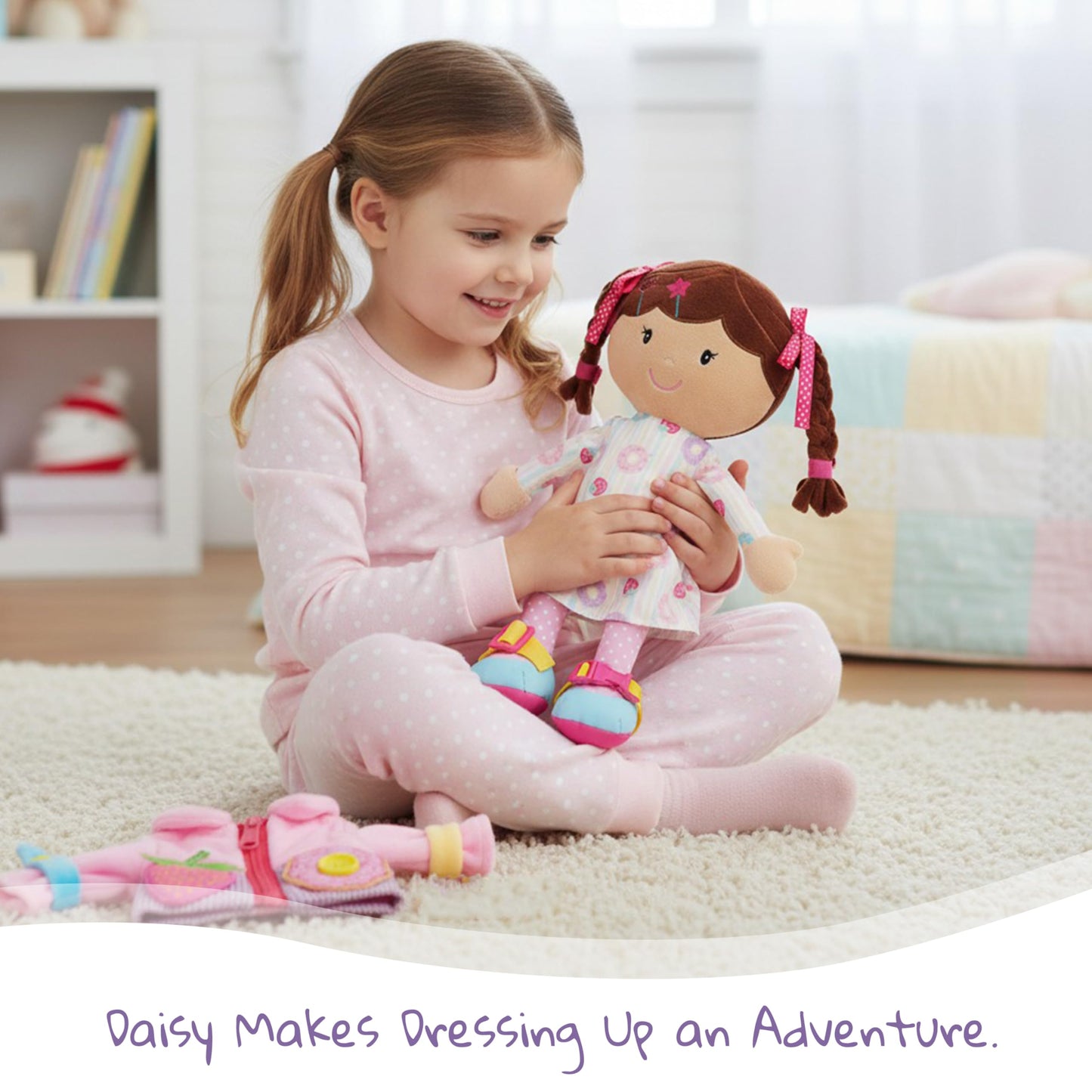 Poupée Éducative Dressy Friends – Prénom Personnalisable | Montessori Apprendre à S'habiller | Cadeau Filles & Garçons 2 ans+